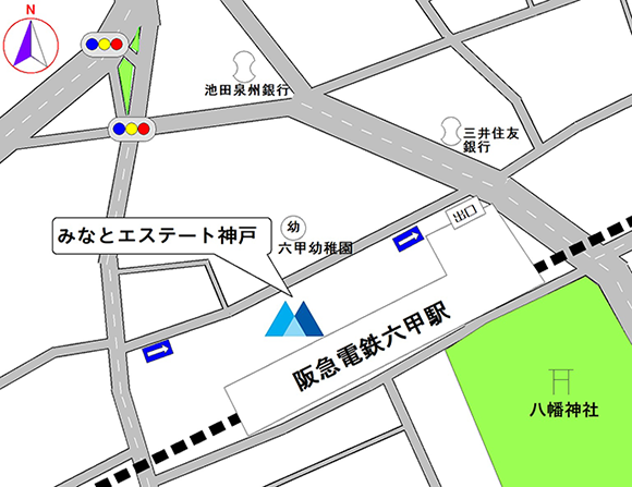 みなとエステートサービスのアクセスマップ